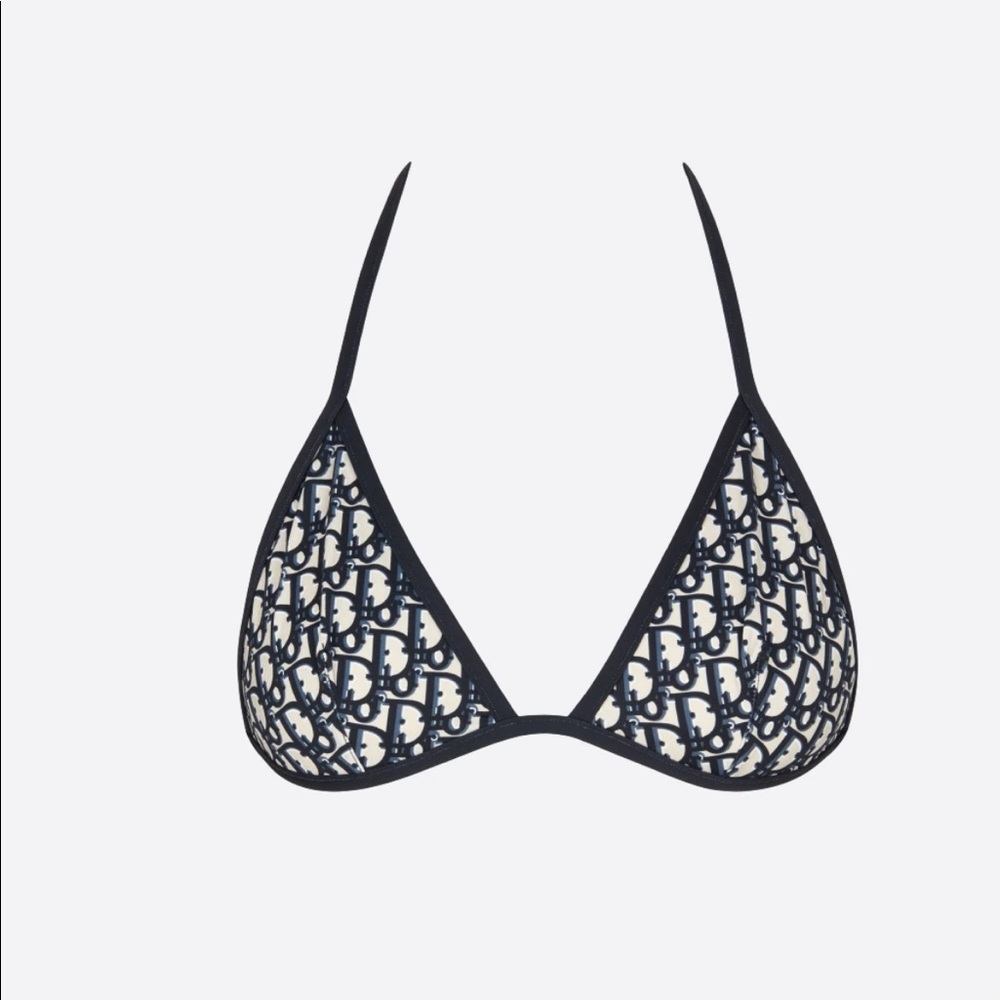 Blue Dior Oblique Technical Fabric Bra Top